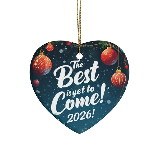 2026 Holiday Ceramic Ornament — “The Best is Yet to Come!” Heart Keepsake